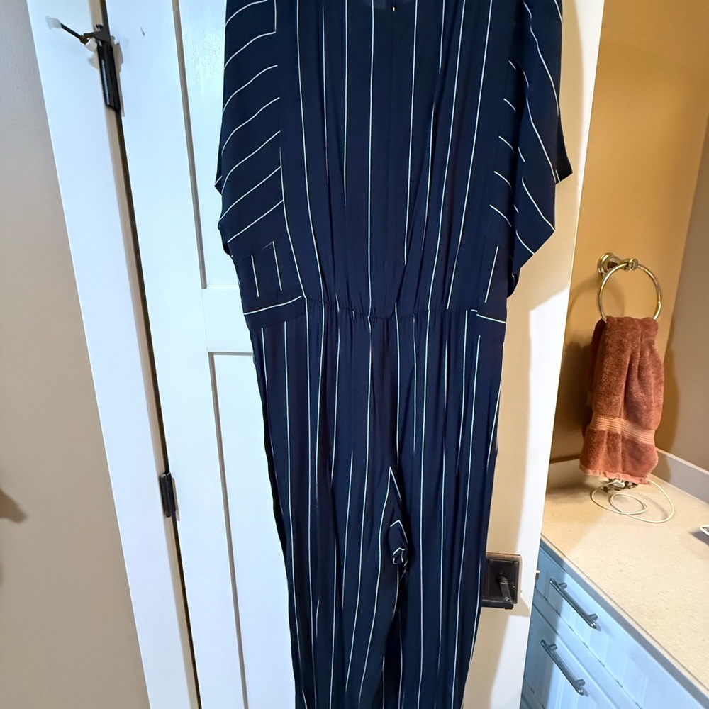 J. Crew Navy Striped Jumpsuit